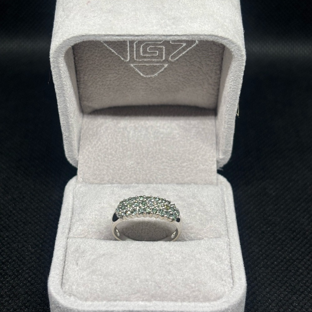 14K White Gold Natural Green Diamond Ring, $1875 APPRAISED, size 7 - Picture 3 of 11